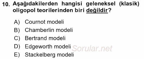 Mikro İktisat 2015 - 2016 Dönem Sonu Sınavı 10.Soru