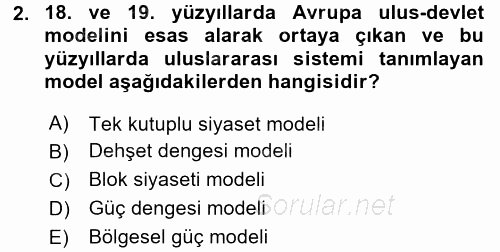 Türk Dış Politikası 2 2017 - 2018 Ara Sınavı 2.Soru