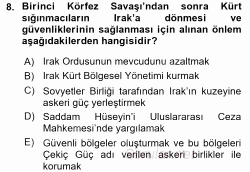 Türk Dış Politikası 2 2017 - 2018 Ara Sınavı 8.Soru