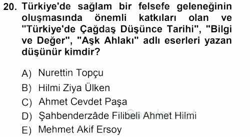 İslam Düşünce Tarihi 2012 - 2013 Ara Sınavı 20.Soru