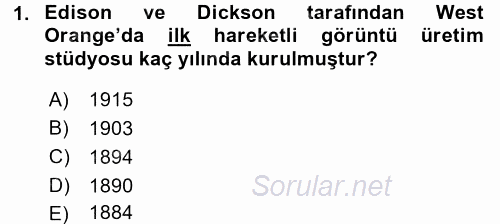 Kamera Tekniğine Giriş 2017 - 2018 Ara Sınavı 1.Soru