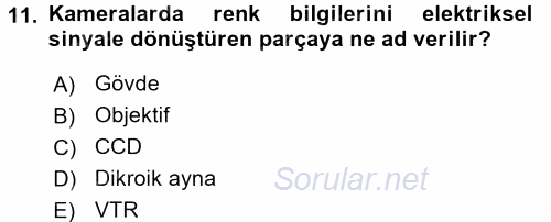 Kamera Tekniğine Giriş 2017 - 2018 Ara Sınavı 11.Soru