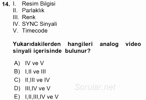 Kamera Tekniğine Giriş 2017 - 2018 Ara Sınavı 14.Soru