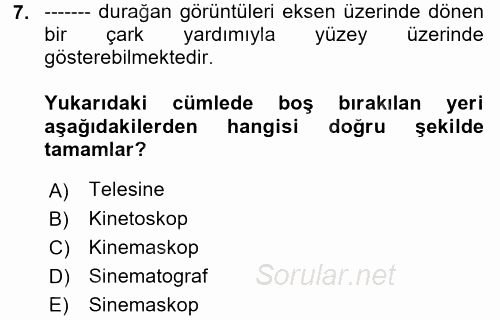 Kamera Tekniğine Giriş 2017 - 2018 Ara Sınavı 7.Soru