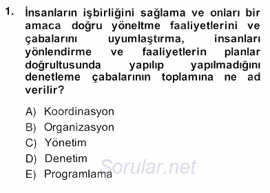 Bina ve Site Yöneticiliği 2013 - 2014 Ara Sınavı 1.Soru