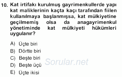 Bina ve Site Yöneticiliği 2013 - 2014 Ara Sınavı 10.Soru