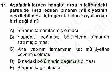 Bina ve Site Yöneticiliği 2013 - 2014 Ara Sınavı 11.Soru