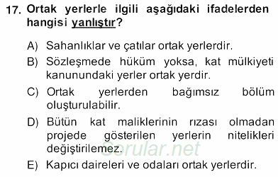 Bina ve Site Yöneticiliği 2013 - 2014 Ara Sınavı 17.Soru