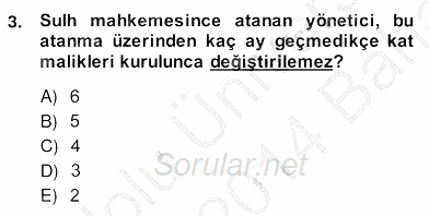 Bina ve Site Yöneticiliği 2013 - 2014 Ara Sınavı 3.Soru