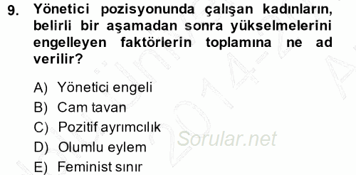 Endüstri İlişkileri 2014 - 2015 Ara Sınavı 9.Soru