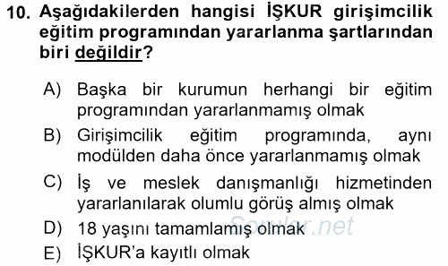 Girişim Finansmanı 2016 - 2017 3 Ders Sınavı 10.Soru