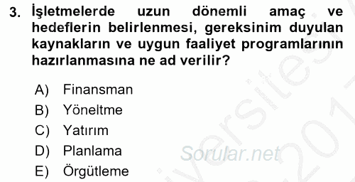 Girişim Finansmanı 2016 - 2017 3 Ders Sınavı 3.Soru