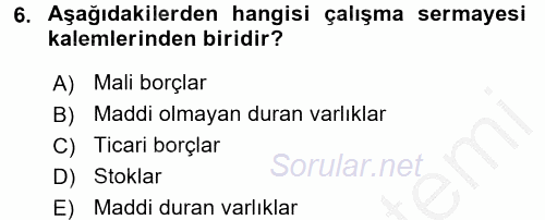 Girişim Finansmanı 2016 - 2017 3 Ders Sınavı 6.Soru