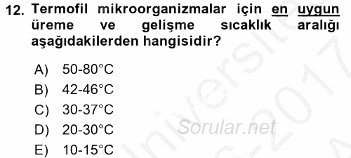 Gıda Güvenliğinin Temel Prensipleri 2016 - 2017 Ara Sınavı 12.Soru