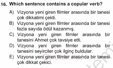 Türkçe Tümce Bilgisi Ve Anlambilim 2012 - 2013 Ara Sınavı 16.Soru