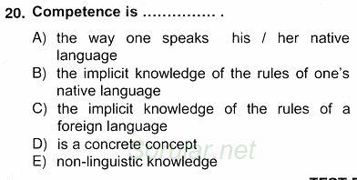 Türkçe Tümce Bilgisi Ve Anlambilim 2012 - 2013 Ara Sınavı 20.Soru