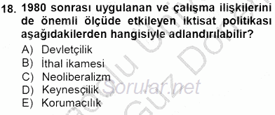 Çalışma İlişkileri Tarihi 2012 - 2013 Dönem Sonu Sınavı 18.Soru