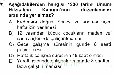 Çalışma İlişkileri Tarihi 2012 - 2013 Dönem Sonu Sınavı 7.Soru