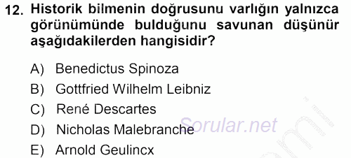 Tarih Felsefesi 1 2014 - 2015 Dönem Sonu Sınavı 12.Soru