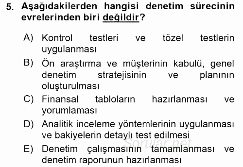 Denetim 2017 - 2018 Ara Sınavı 5.Soru