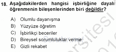 Davranış Ve Öğrenme Sorunu Olan Çocukların Eğitimi 2015 - 2016 Dönem Sonu Sınavı 18.Soru