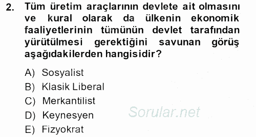 Kamu Maliyesi 2014 - 2015 Dönem Sonu Sınavı 2.Soru