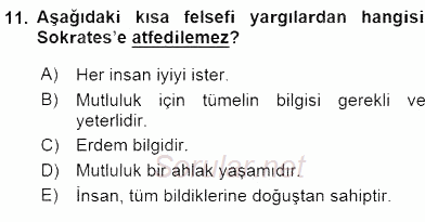 İlkçağ Felsefesi 2016 - 2017 Dönem Sonu Sınavı 11.Soru