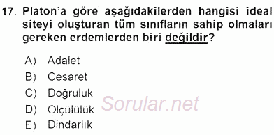 İlkçağ Felsefesi 2016 - 2017 Dönem Sonu Sınavı 17.Soru