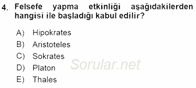 İlkçağ Felsefesi 2016 - 2017 Dönem Sonu Sınavı 4.Soru