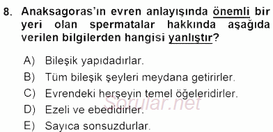 İlkçağ Felsefesi 2016 - 2017 Dönem Sonu Sınavı 8.Soru