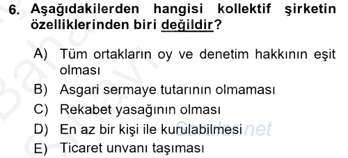 Şirketler Muhasebesi 2016 - 2017 Ara Sınavı 6.Soru