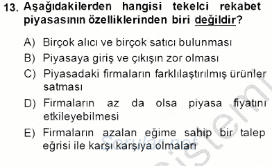 İktisada Giriş 1 2014 - 2015 Dönem Sonu Sınavı 13.Soru