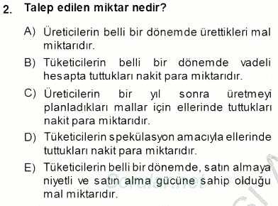 İktisada Giriş 1 2014 - 2015 Dönem Sonu Sınavı 2.Soru