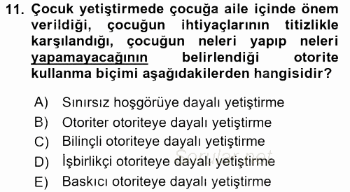 Birey ve Davranış 2016 - 2017 Ara Sınavı 11.Soru