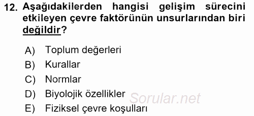 Birey ve Davranış 2016 - 2017 Ara Sınavı 12.Soru