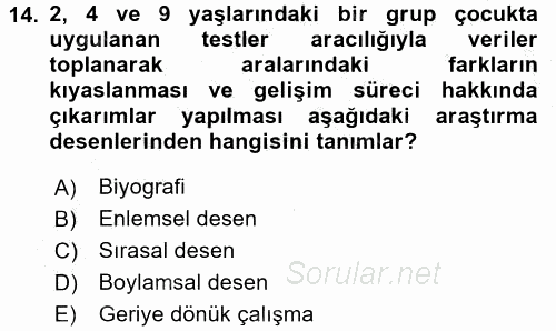 Birey ve Davranış 2016 - 2017 Ara Sınavı 14.Soru