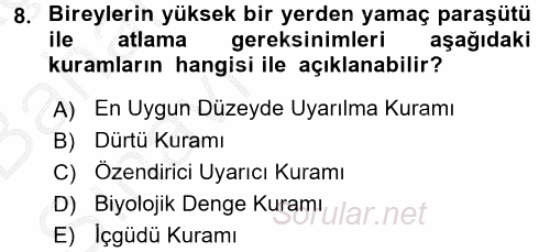 Birey ve Davranış 2016 - 2017 Ara Sınavı 8.Soru