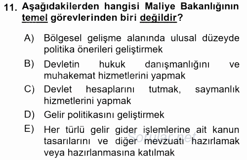 Dış Ticaretle İlgili Kurumlar ve Kuruluşlar 2017 - 2018 Ara Sınavı 11.Soru