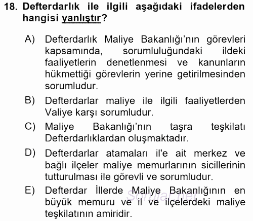 Dış Ticaretle İlgili Kurumlar ve Kuruluşlar 2017 - 2018 Ara Sınavı 18.Soru