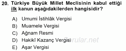 Dış Ticaretle İlgili Kurumlar ve Kuruluşlar 2017 - 2018 Ara Sınavı 20.Soru