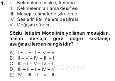 Sözlü ve Sözsüz İletişim 2014 - 2015 Dönem Sonu Sınavı 1.Soru