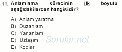 Sözlü ve Sözsüz İletişim 2014 - 2015 Dönem Sonu Sınavı 11.Soru