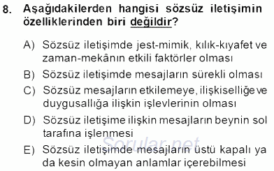 Sözlü ve Sözsüz İletişim 2014 - 2015 Dönem Sonu Sınavı 8.Soru