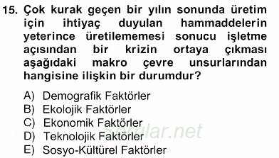 Pazarlama İlkeleri 2012 - 2013 Ara Sınavı 15.Soru