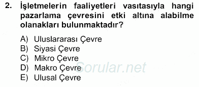 Pazarlama İlkeleri 2012 - 2013 Ara Sınavı 2.Soru