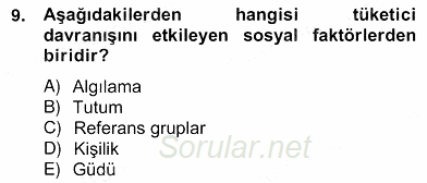 Pazarlama İlkeleri 2012 - 2013 Ara Sınavı 9.Soru