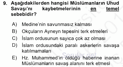 İlk Dönem İslam Tarihi 2016 - 2017 3 Ders Sınavı 9.Soru