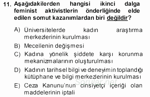 Toplumsal Yaşamda Aile 2013 - 2014 Tek Ders Sınavı 11.Soru