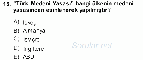 Toplumsal Yaşamda Aile 2013 - 2014 Tek Ders Sınavı 13.Soru