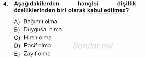 Toplumsal Yaşamda Aile 2013 - 2014 Tek Ders Sınavı 4.Soru